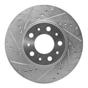 Volvo S70 Brake Rotor (1) - Front Left - R1 Concepts - Drilled & Slotted - Silver - `95-`04
